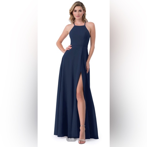 Azazie Bree Dress in Dark Navy - Picture 1 of 4